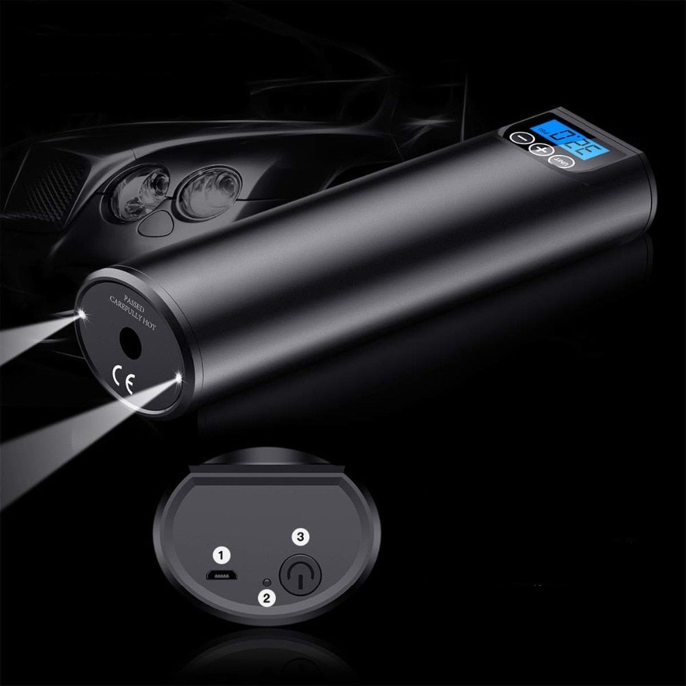 Portable Air Compressor – Electric Pump for Car Tires | Portable Pump with LED Light