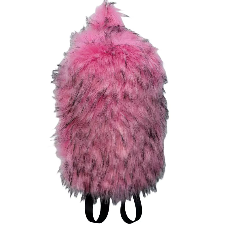 Cute Kawaii Plush Backpack – Faux Fur Mini Bag with Zipper & Adjustable Straps – Soft Girl Aesthetic Bear Design