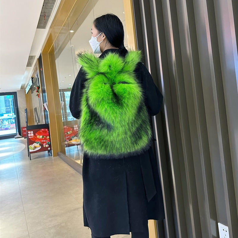 Cute Kawaii Plush Backpack – Faux Fur Mini Bag with Zipper & Adjustable Straps – Soft Girl Aesthetic Bear Design