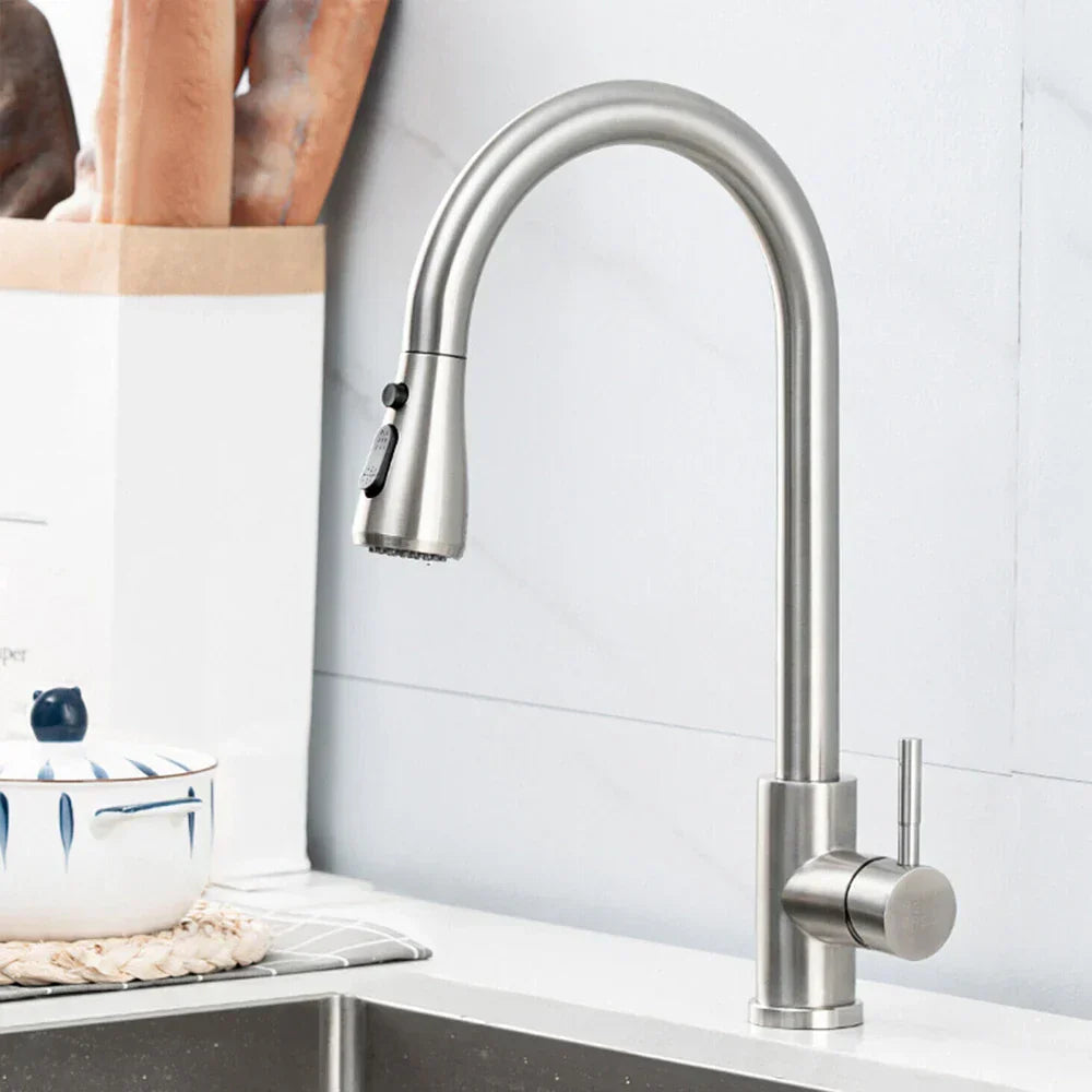 Kitchen Faucet – Pull-Out Design with Stainless Steel Construction and Retractable Spray Function 5