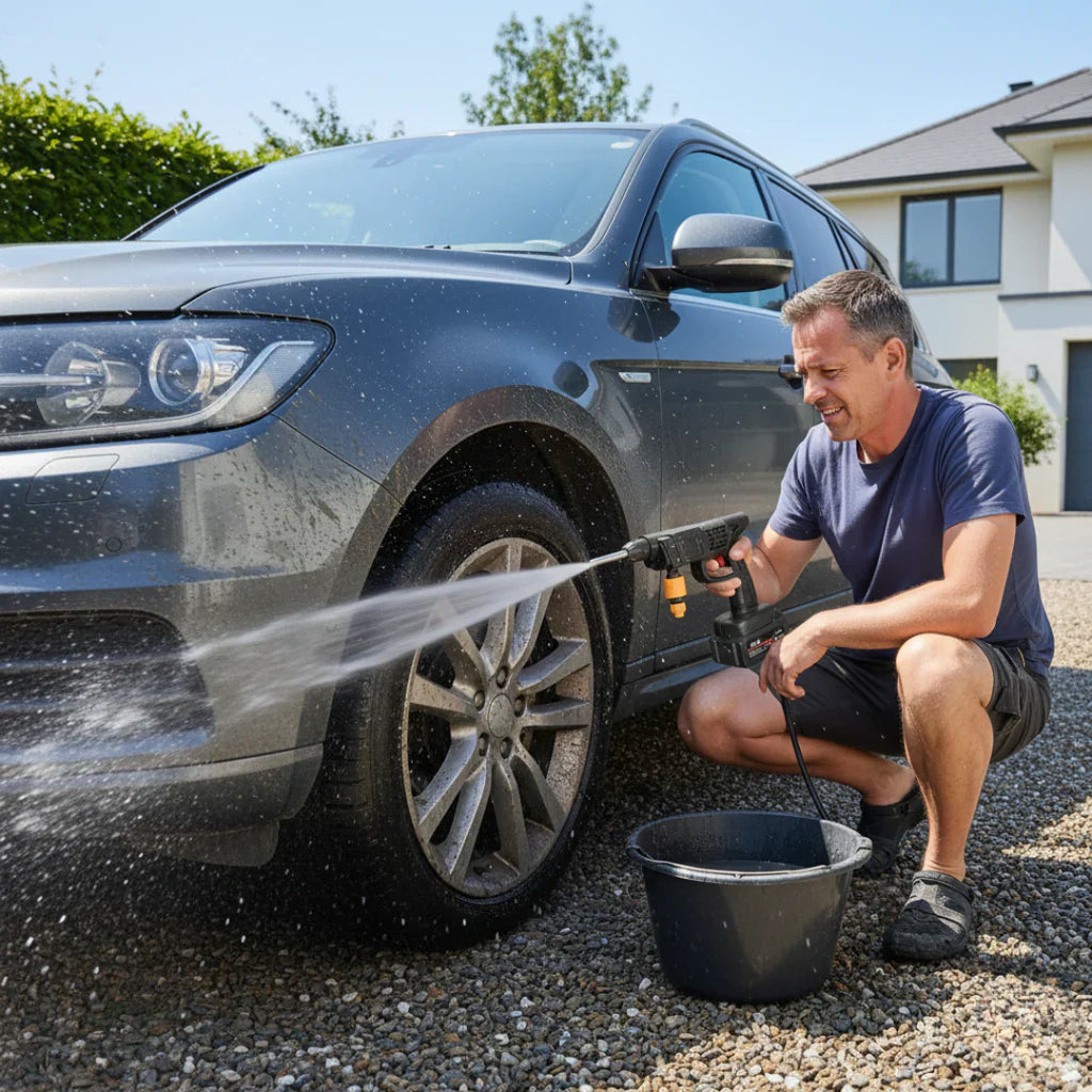 Cordless Pressure Washer – foam cannon in use – Homi Goods