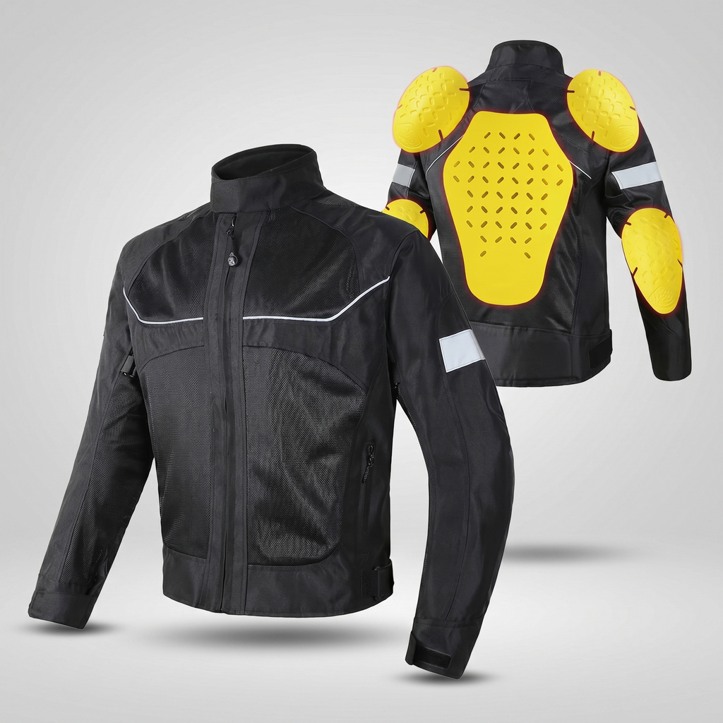 Motorcycle Jacket – Breathable Design with Protective Armor – Black 0