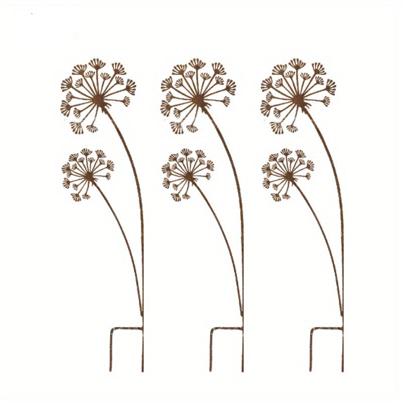 Rustic Metal Dandelion Garden Ornaments – 3-Piece Set for Outdoor Decoration, 59 in Height 3