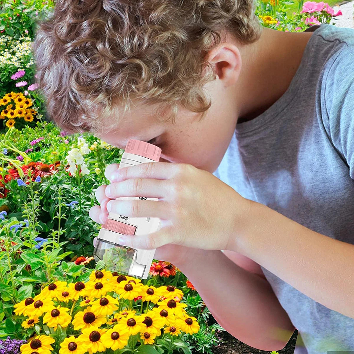 Kids Microscope 60–200× with LED – Pocket Handheld STEM Educational Toy