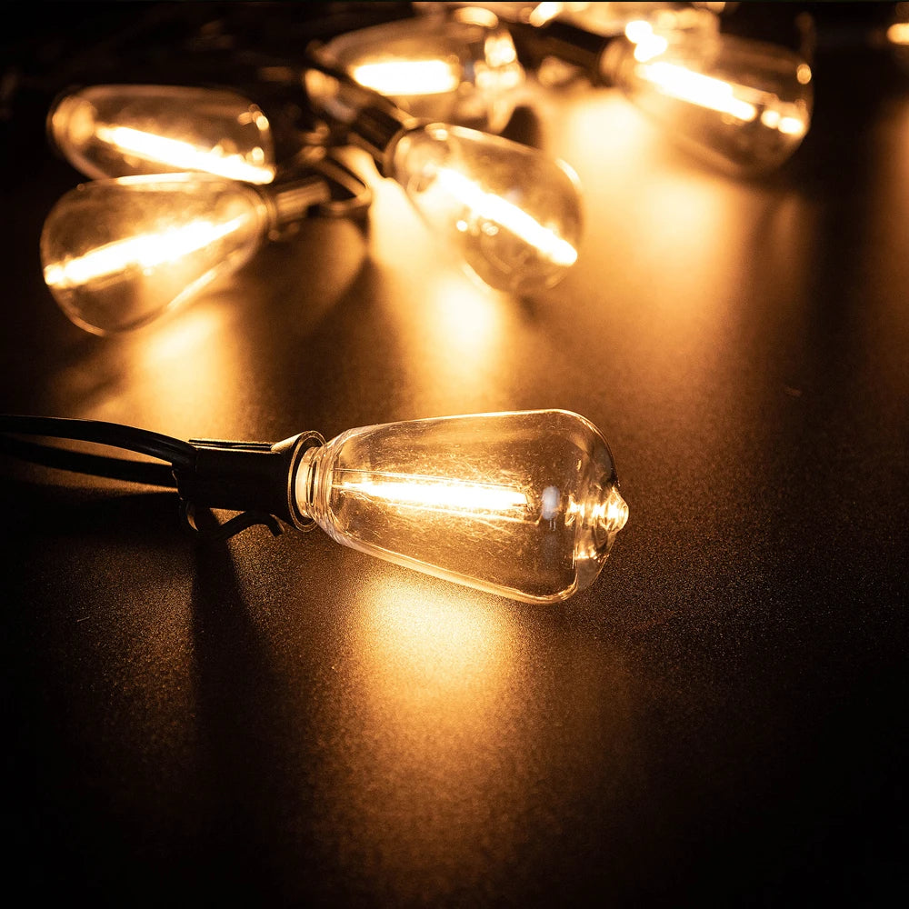 Outdoor String Lights Solar – ST38 Edison Festoon Lights with Remote