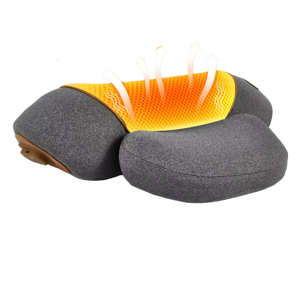 Heated Neck Massage Pillow – Memory Foam with Vibration Modes– Support, Heat & Traction.