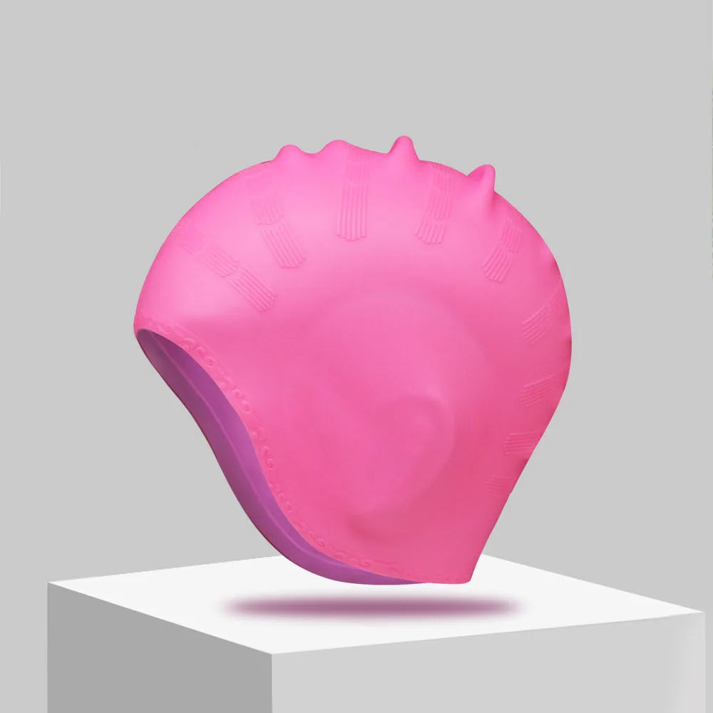 Swim Cap Silicone with Ear Protection – Swimming Cap for Long Hair