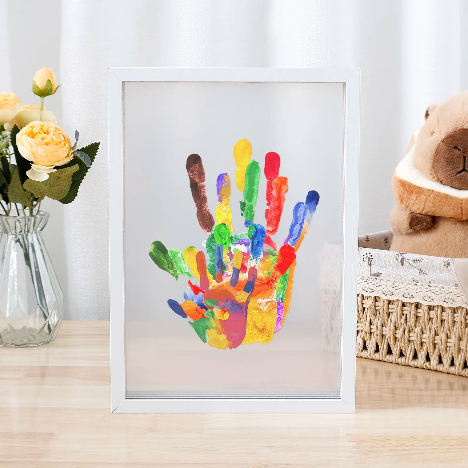 Baby Handprint & Footprint Kit – Clay Keepsake Frame with Photo Slots for Newborns & Toddlers