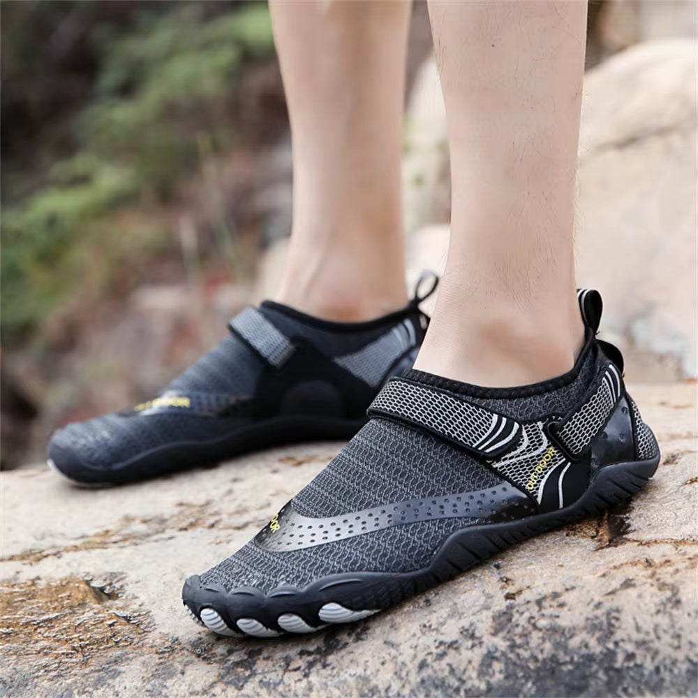 Barefoot beach shoes hook and loop strap secure fit for water use