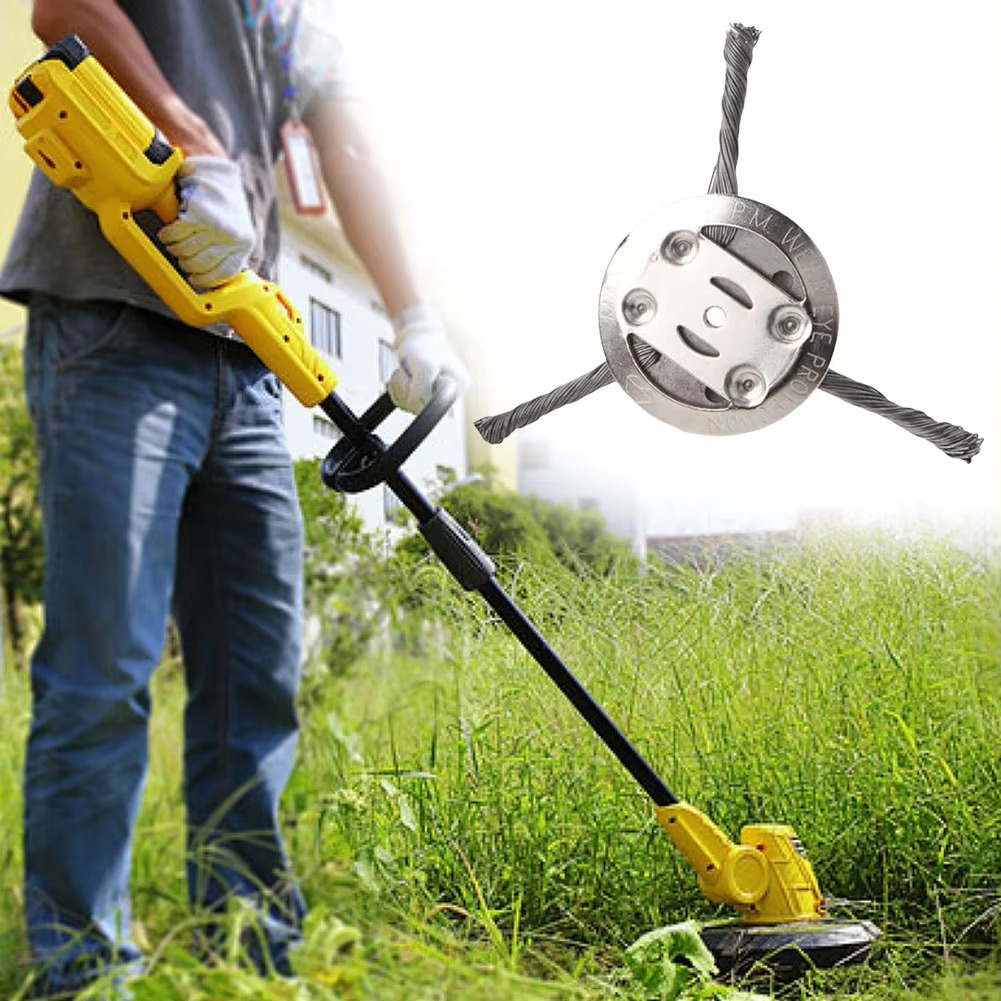 Steel Wire Brush Cutter Trimmer Head – Blade-Free Weed Trimmer Head for Lithium Grass Trimmers