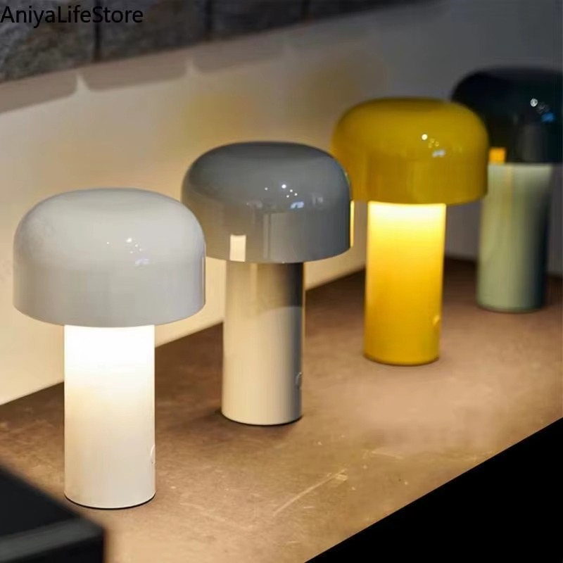 LED Mushroom Touch Table Lamp – Rechargeable USB Modern Bedside Light