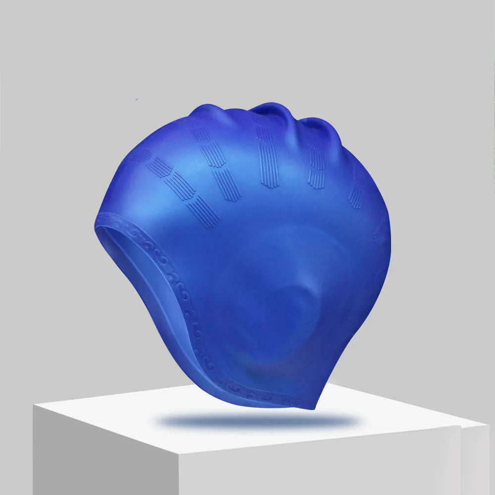 Swim Cap Silicone with Ear Protection – Swimming Cap for Long Hair