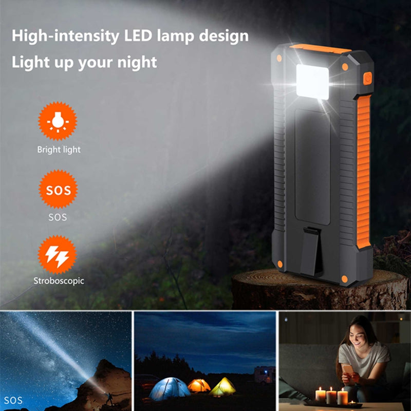 Solar Power Bank – 30,000mAh Portable Charger with LED Light