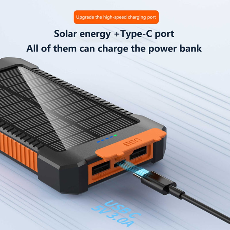 Solar Power Bank – 30,000mAh Portable Charger with LED Light