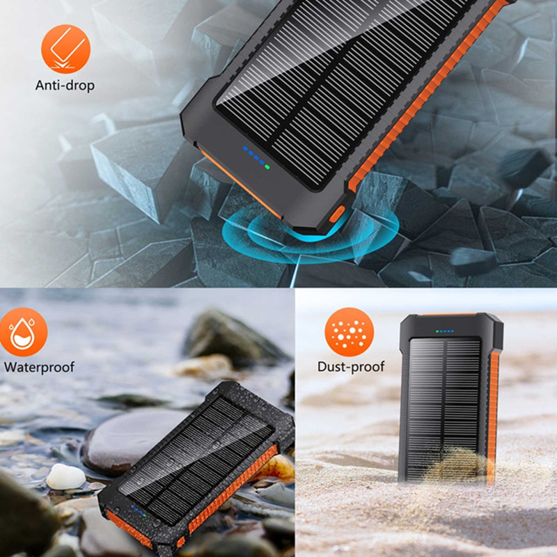 Solar Power Bank – 30,000mAh Portable Charger with LED Light