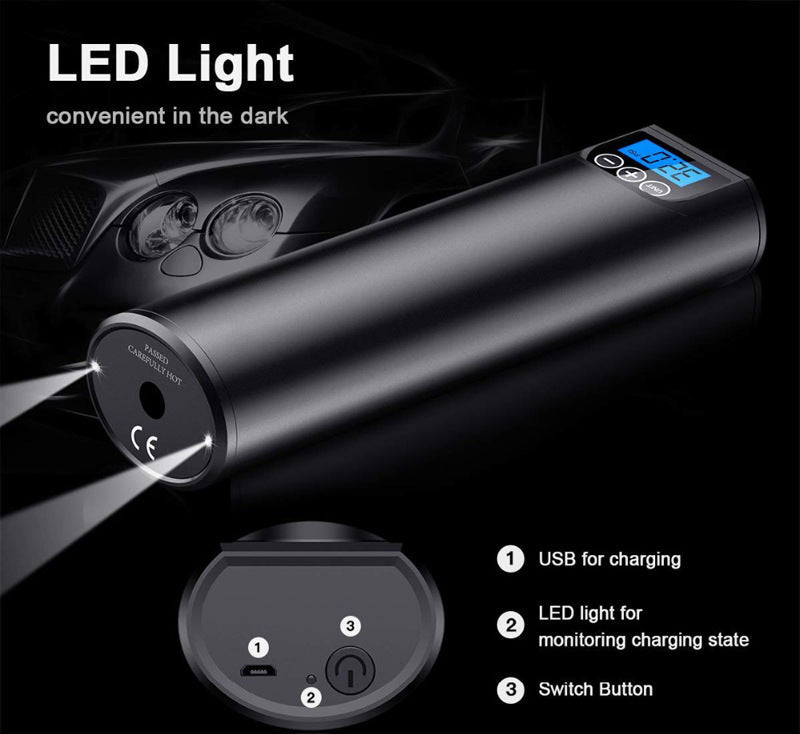 Portable Air Compressor – Electric Pump for Car Tires | Portable Pump with LED Light