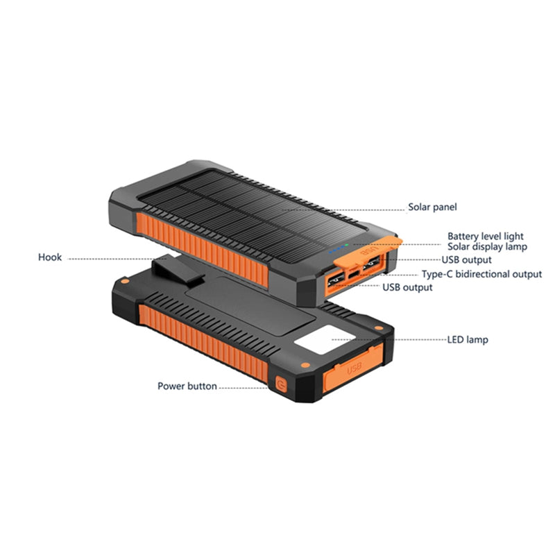 Solar Power Bank – 30,000mAh Portable Charger with LED Light