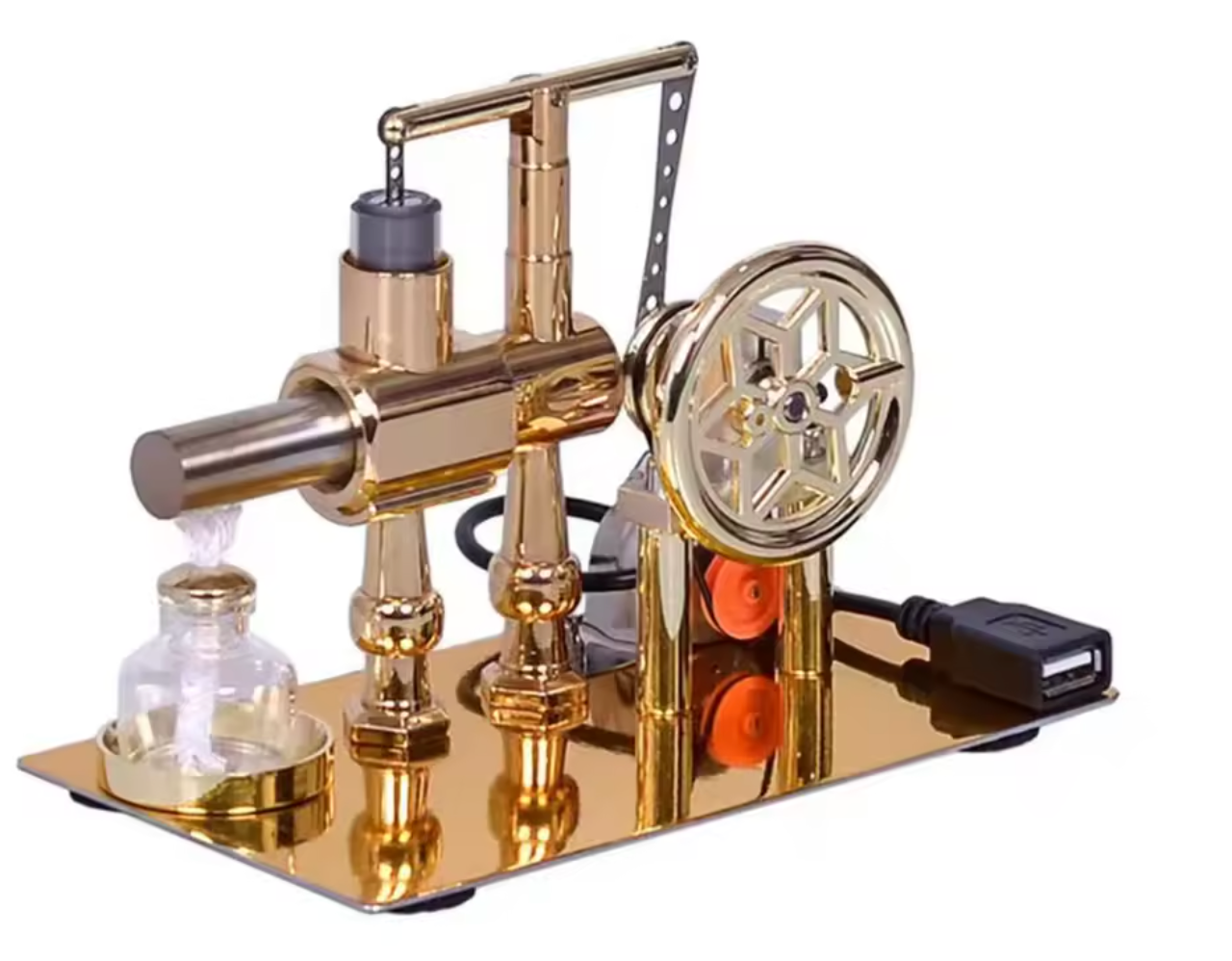 Stirling Engine Kit – Hot Air Stirling Motor Model Generator with LED | Engineering Gift for Desk or Education