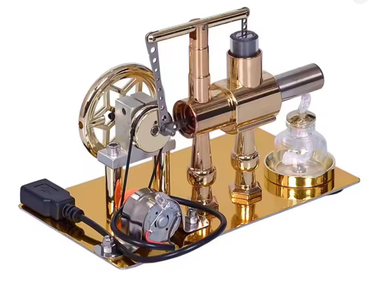 Stirling Engine Kit – Hot Air Stirling Motor Model Generator with LED | Engineering Gift for Desk or Education