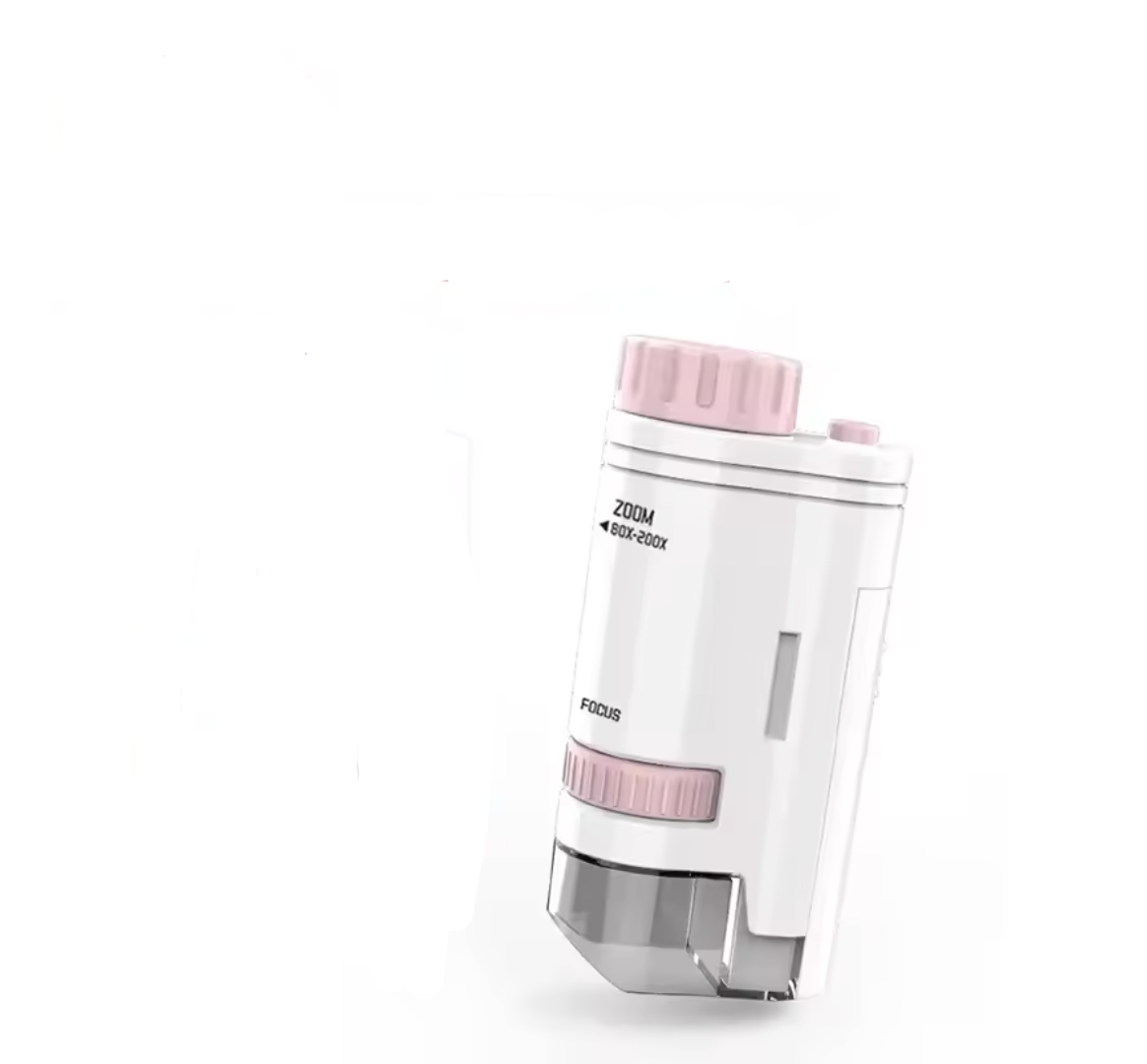 Kids Microscope 60–200× with LED – Pocket Handheld STEM Educational Toy