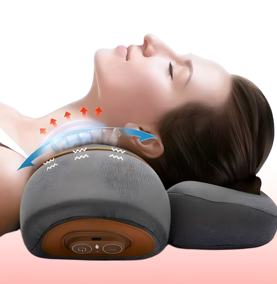 Heated Neck Massage Pillow – Memory Foam with Vibration Modes– Support, Heat & Traction.