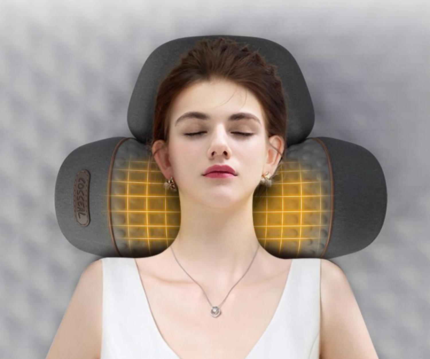 Heated Neck Massage Pillow – Memory Foam with Vibration Modes– Support, Heat & Traction.