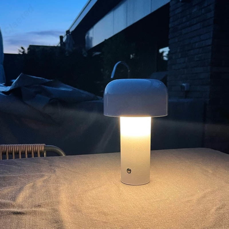 LED Mushroom Touch Table Lamp – Rechargeable USB Modern Bedside Light