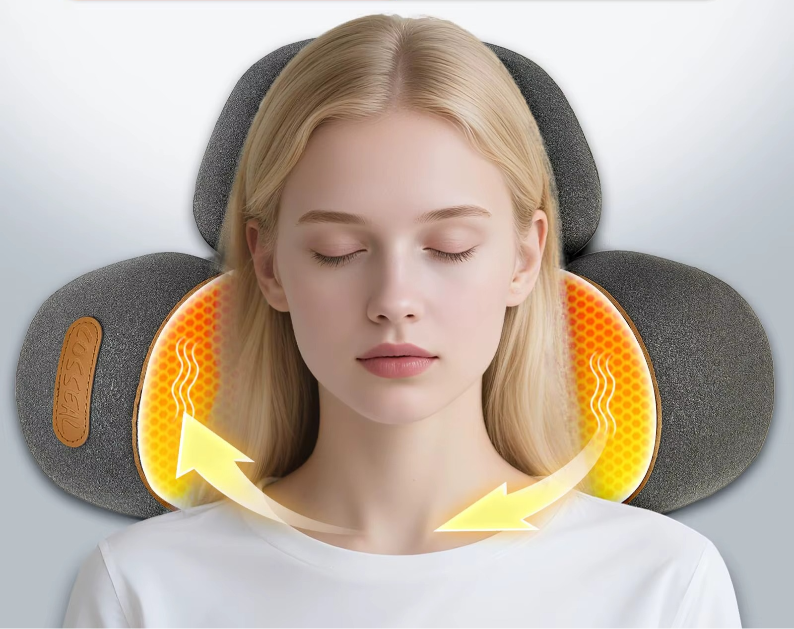 Heated Neck Massage Pillow – Memory Foam with Vibration Modes– Support, Heat & Traction.