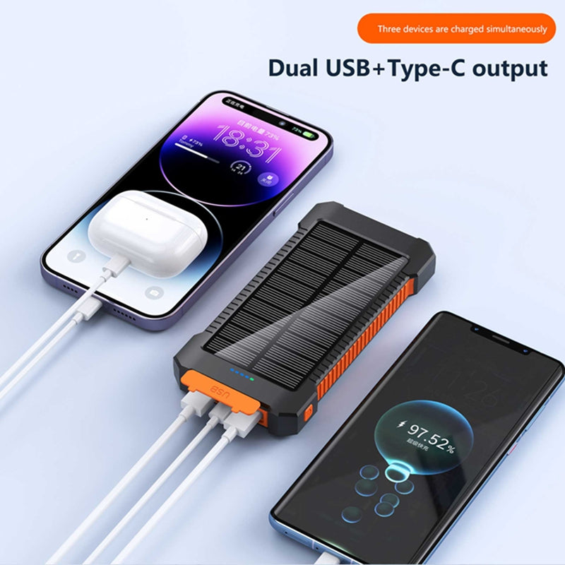 Solar Power Bank – 30,000mAh Portable Charger with LED Light