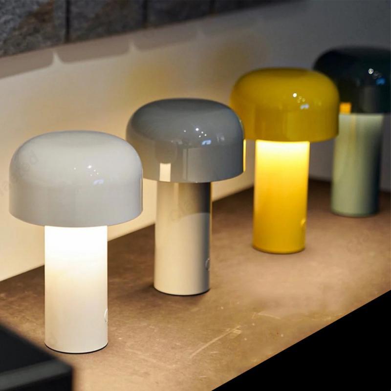 LED Mushroom Touch Table Lamp – Rechargeable USB Modern Bedside Light