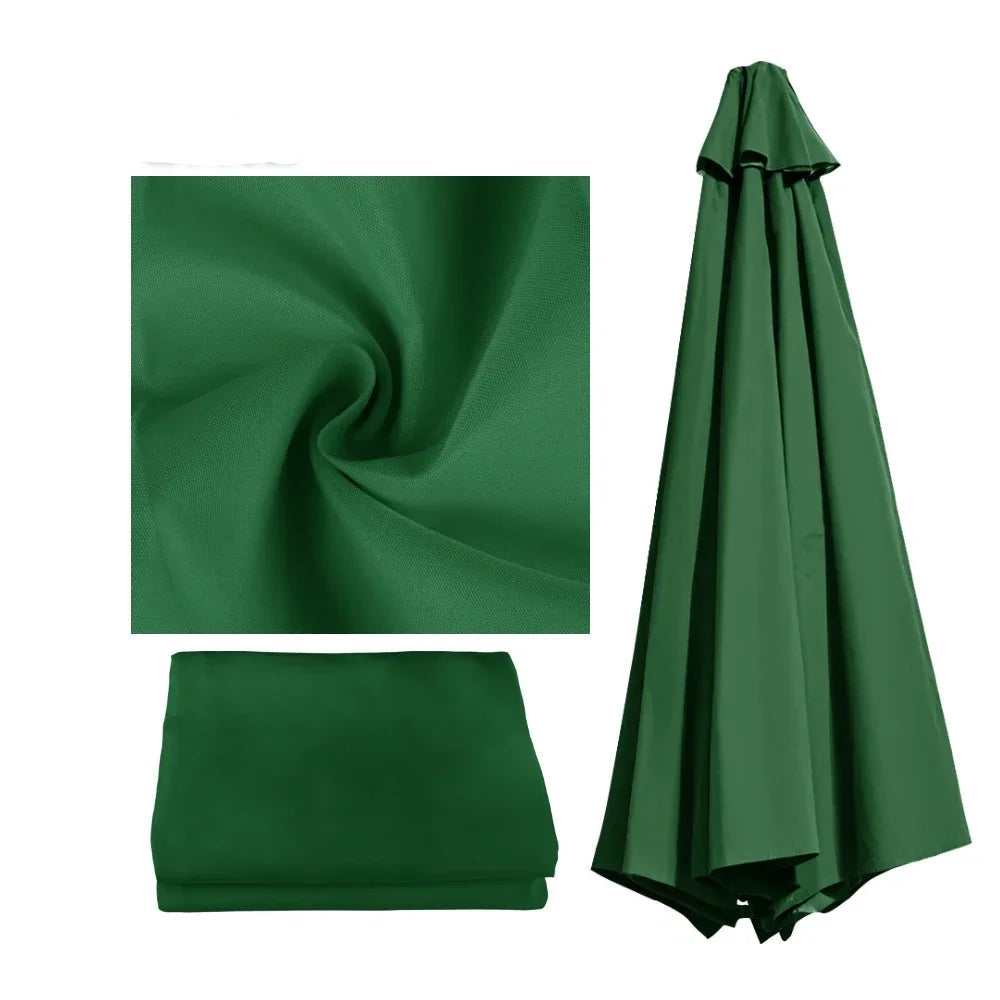 Green fabric sample and folded green fabric on a white background
