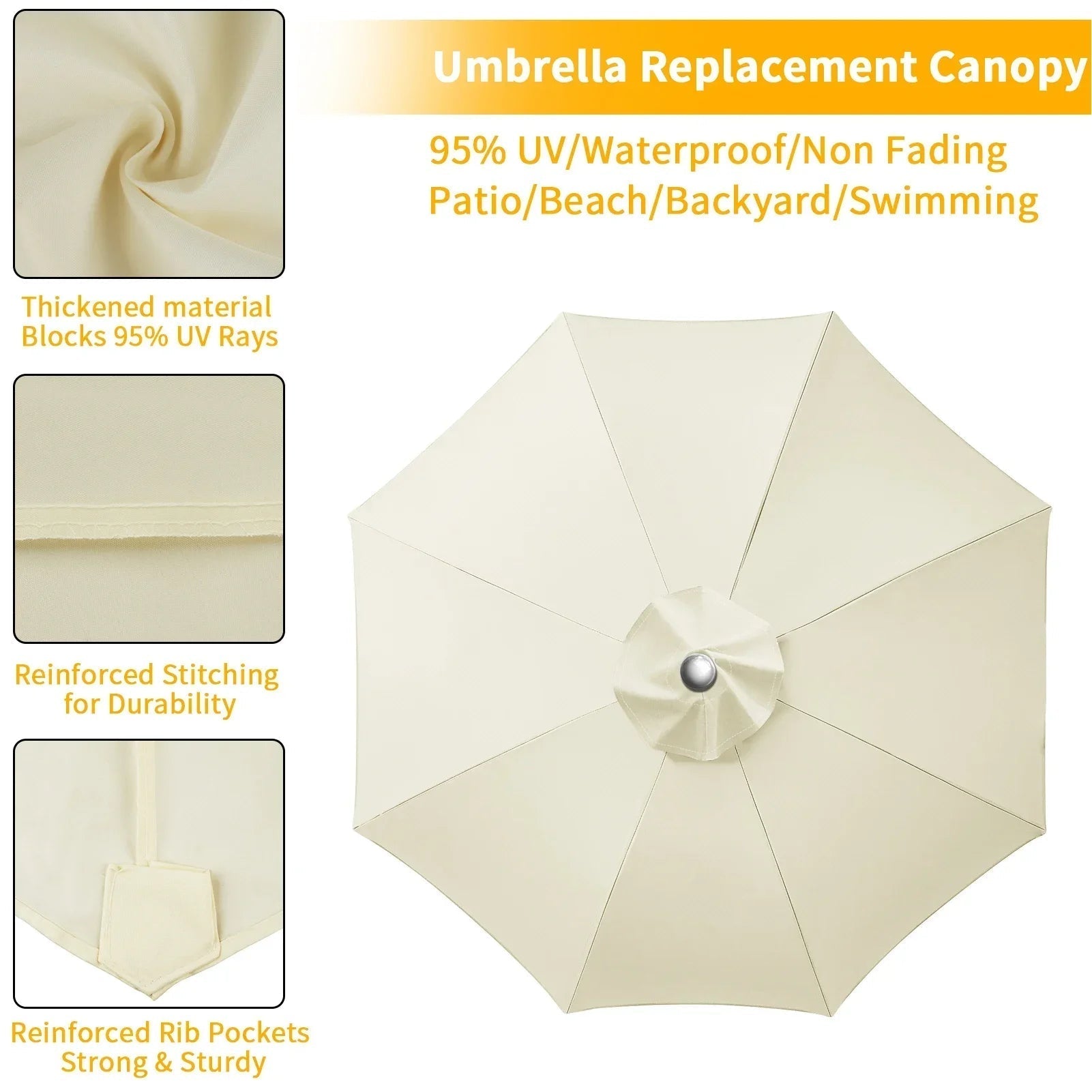 Patio Umbrella Replacement Canopy – UV & Water-Resistant