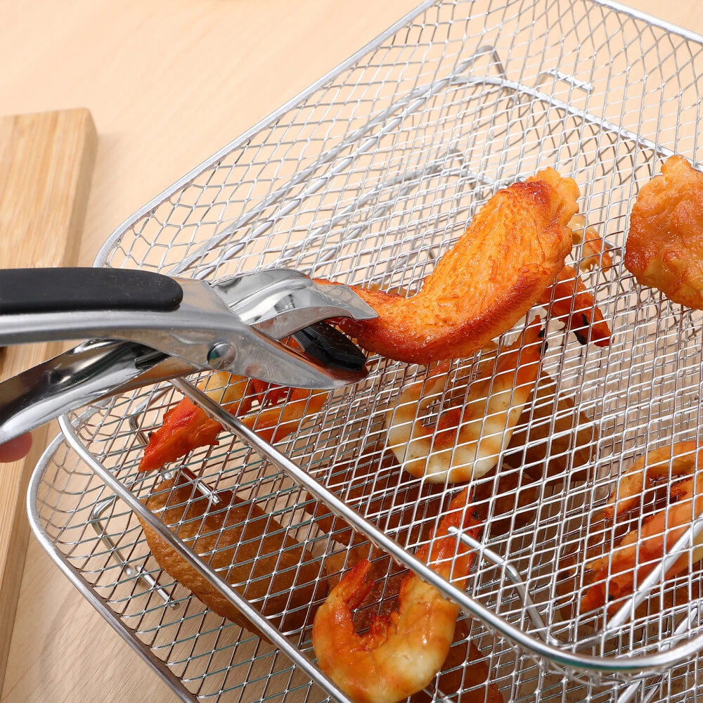 Stackable Air Fryer Basket – Food-Grade Stainless Steel, 3 Shapes, Universal Fit 1