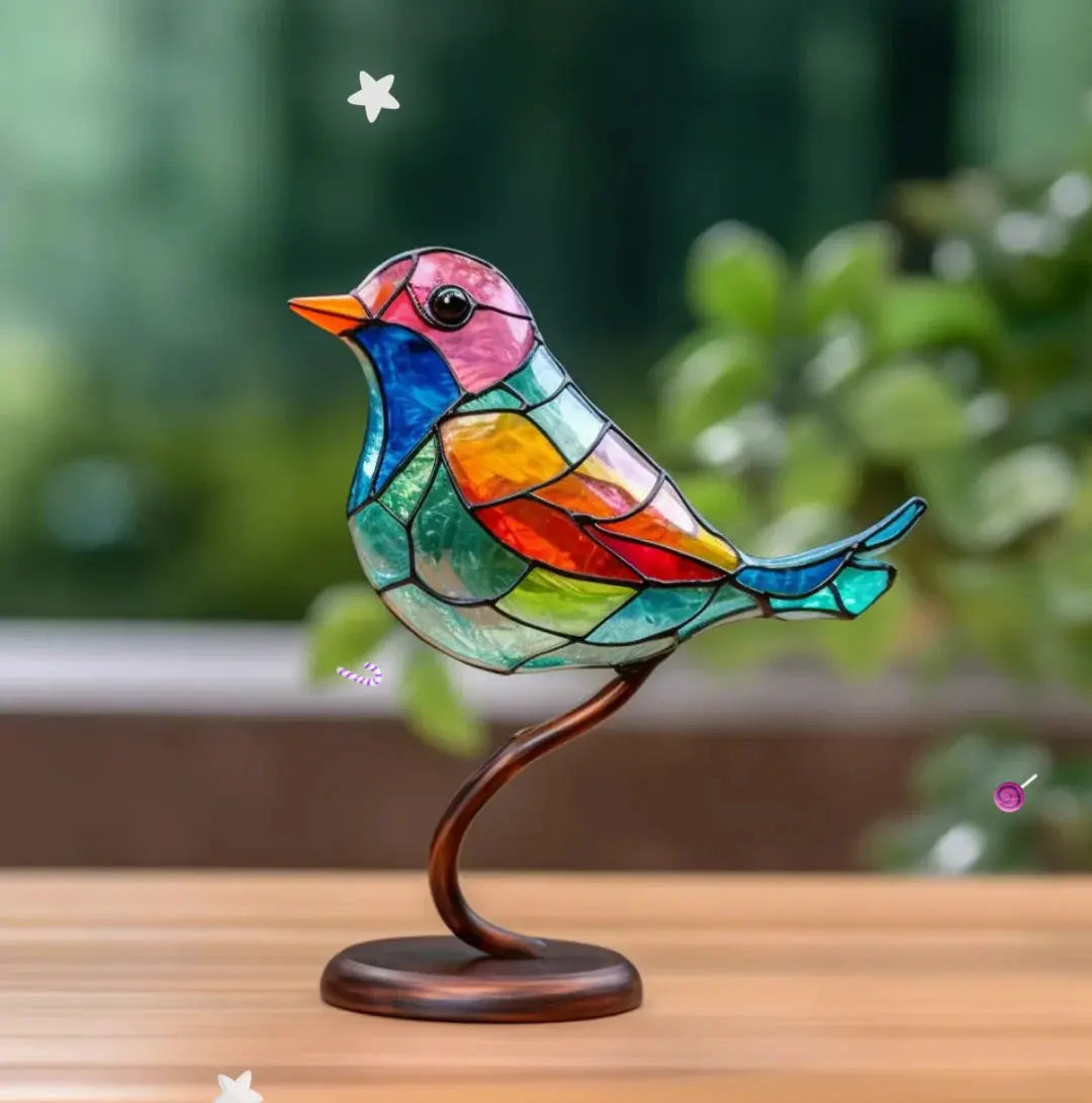 Colorful window bird decoration art piece reflecting sunlight, enhancing home décor with vibrant hues and whimsical design. 4