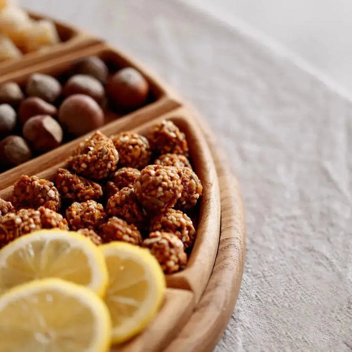 Wood Serving Tray – Round Design with 8 Removable Compartments, 25cm for Snacks and Appetizers 5