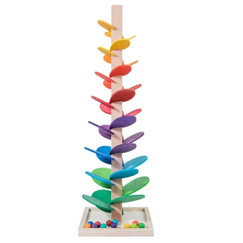 Wooden Marble Run Toddler Marble Tower – Montessori Educational Sensory Toy for 2-Year-Olds | STEM Wooden Toy Set