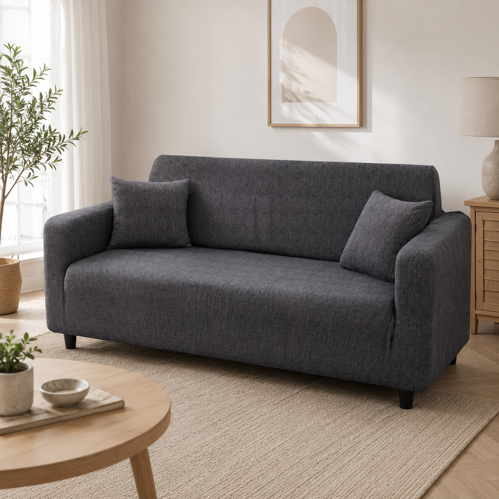 Grey Stretch Sofa Cover – Washable Couch Cover 1–4 Seater