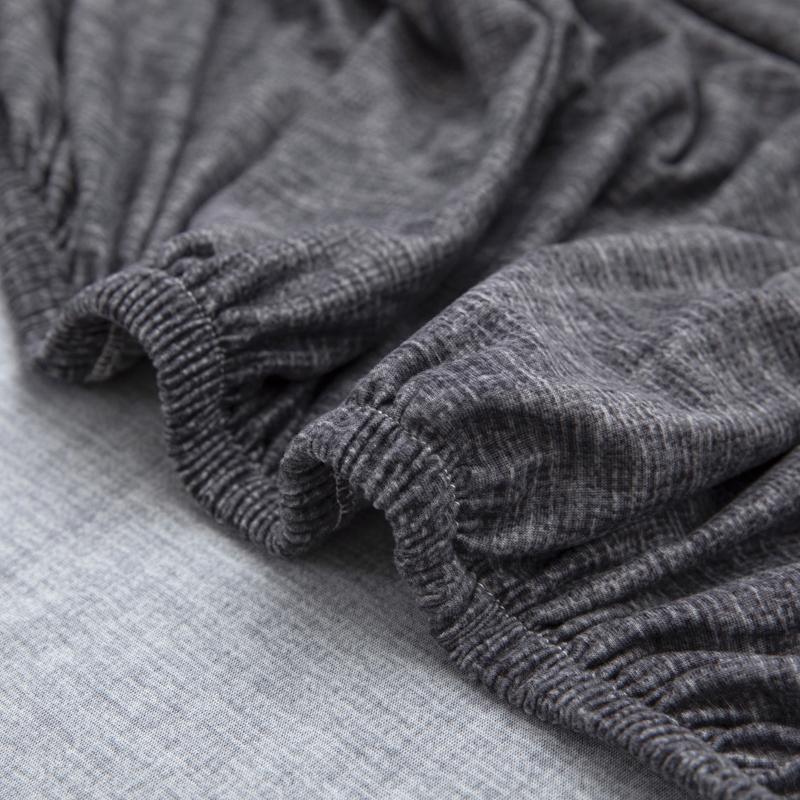 Ash Grey Stretch Sofa Cover — Textured Knit Slipcover with Elastic Hem & Foam Tucks (1–4 Seater)