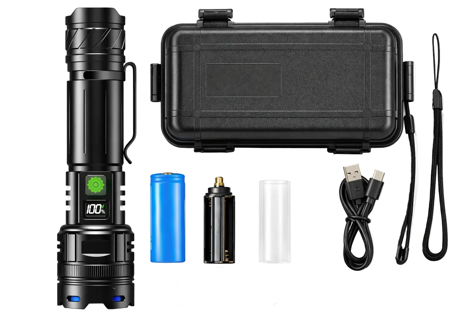 Rechargeable LED Flashlight Kit – USB-C Zoom Camping Flashlight