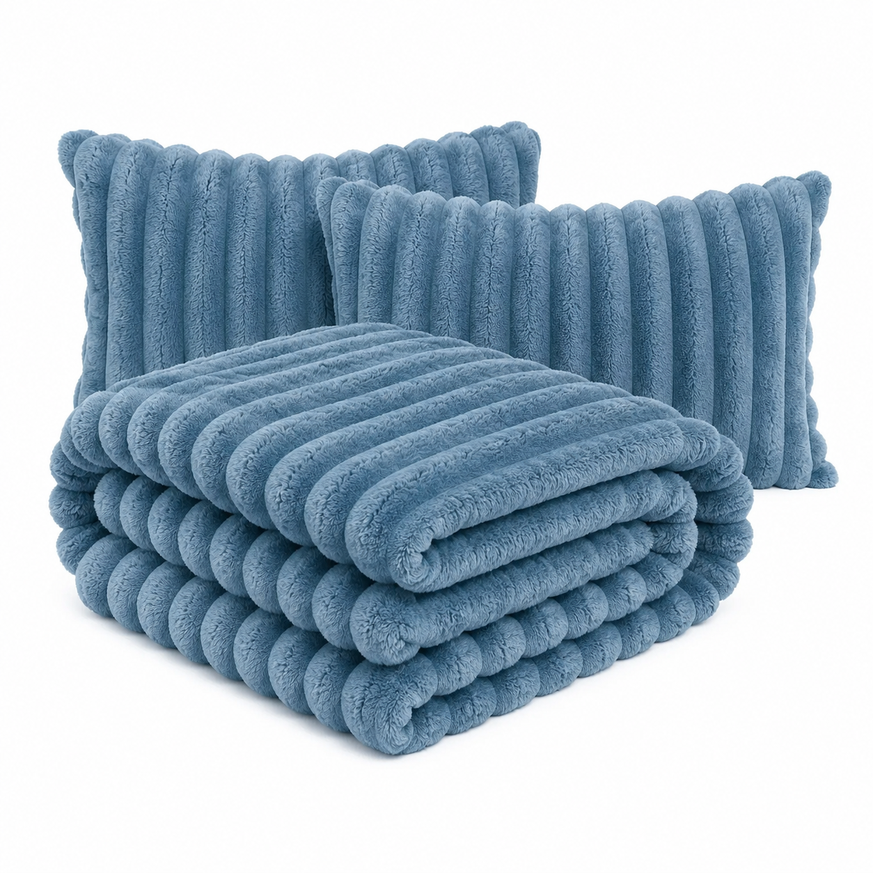 Plush Throw Blanket – Faux Rabbit Fur, 1 or 3 Piece Set
