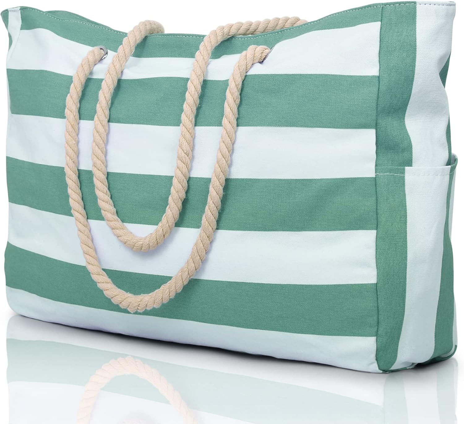 Beach Bag Waterproof Canvas Tote – Large Beach Tote with Zipper