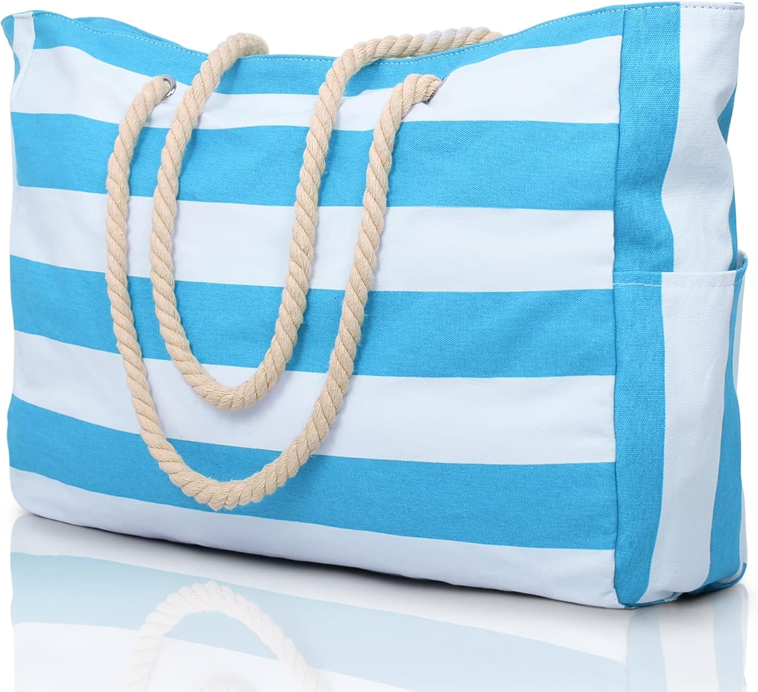 Beach Bag Waterproof Canvas Tote – Large Beach Tote with Zipper