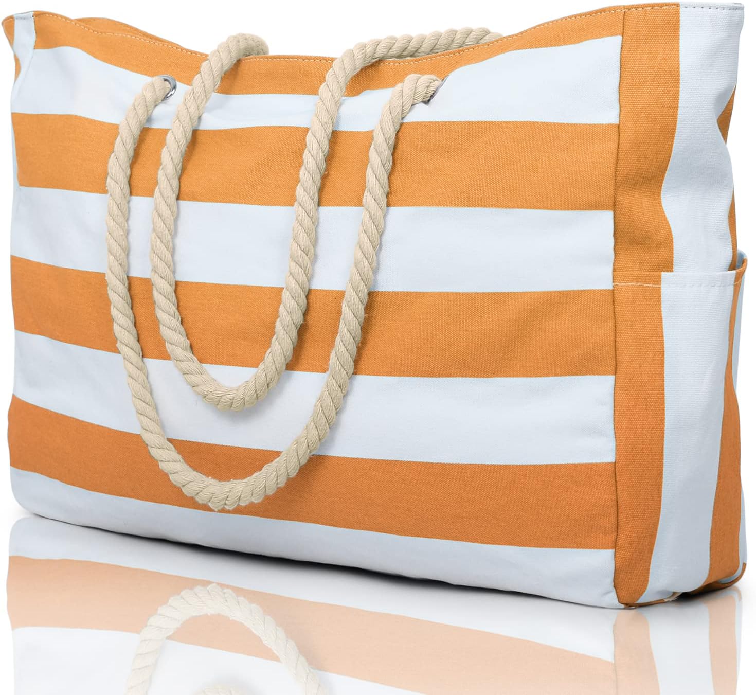 Beach Bag Waterproof Canvas Tote – Large Beach Tote with Zipper