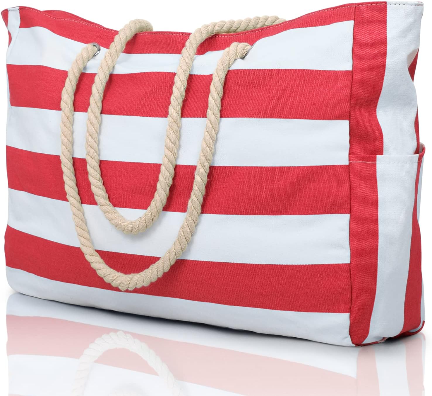 Beach Bag Waterproof Canvas Tote – Large Beach Tote with Zipper