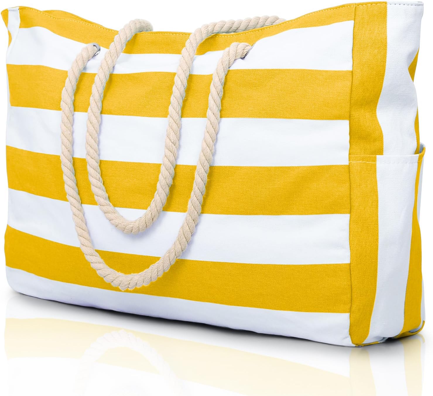 Beach Bag Waterproof Canvas Tote – Large Beach Tote with Zipper