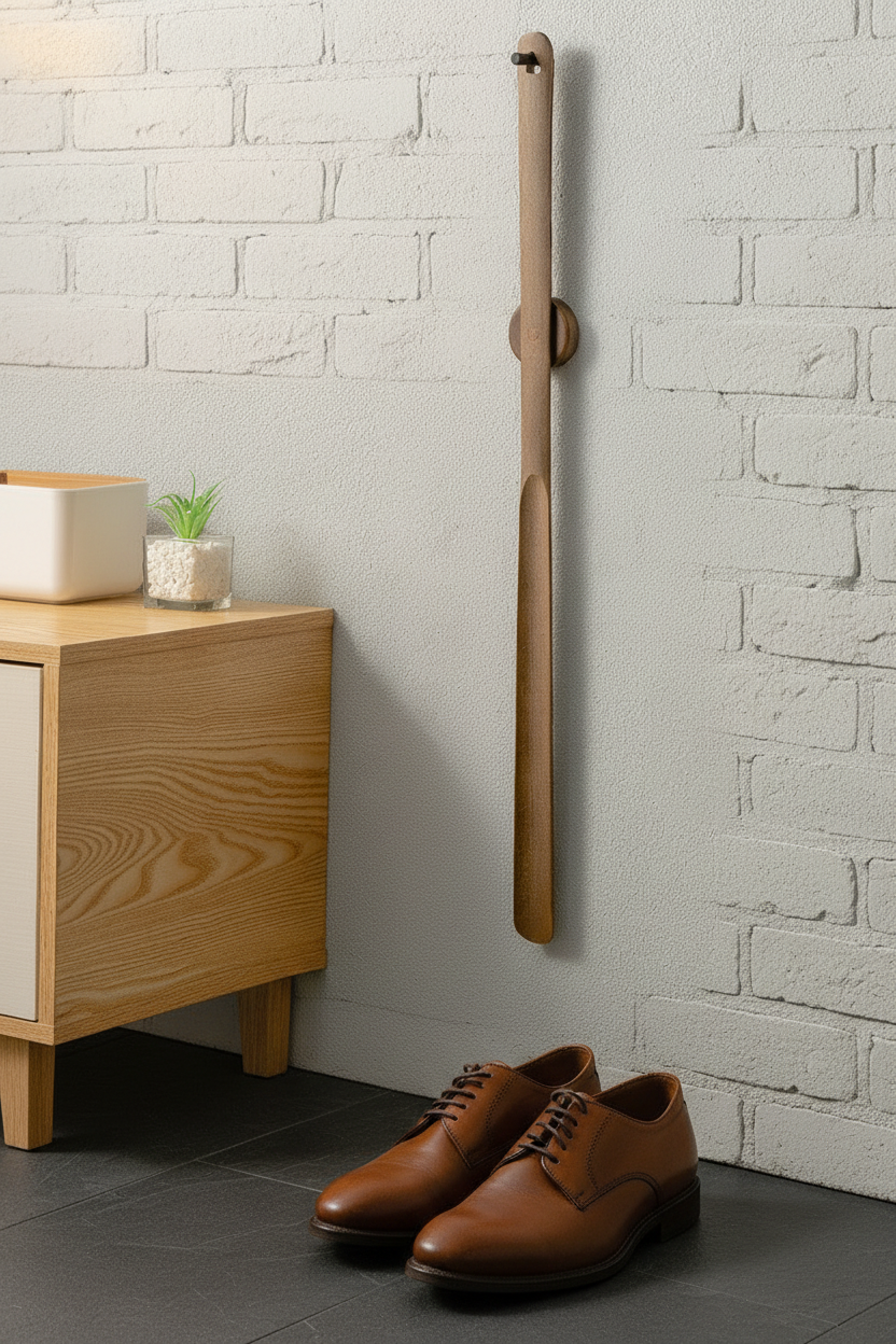Beech Shoe Horn Black Hook
