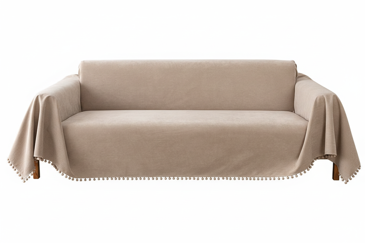 Beige Sofa Cover White Background