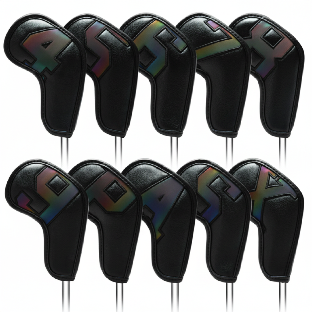 Black golf club head covers at new angle