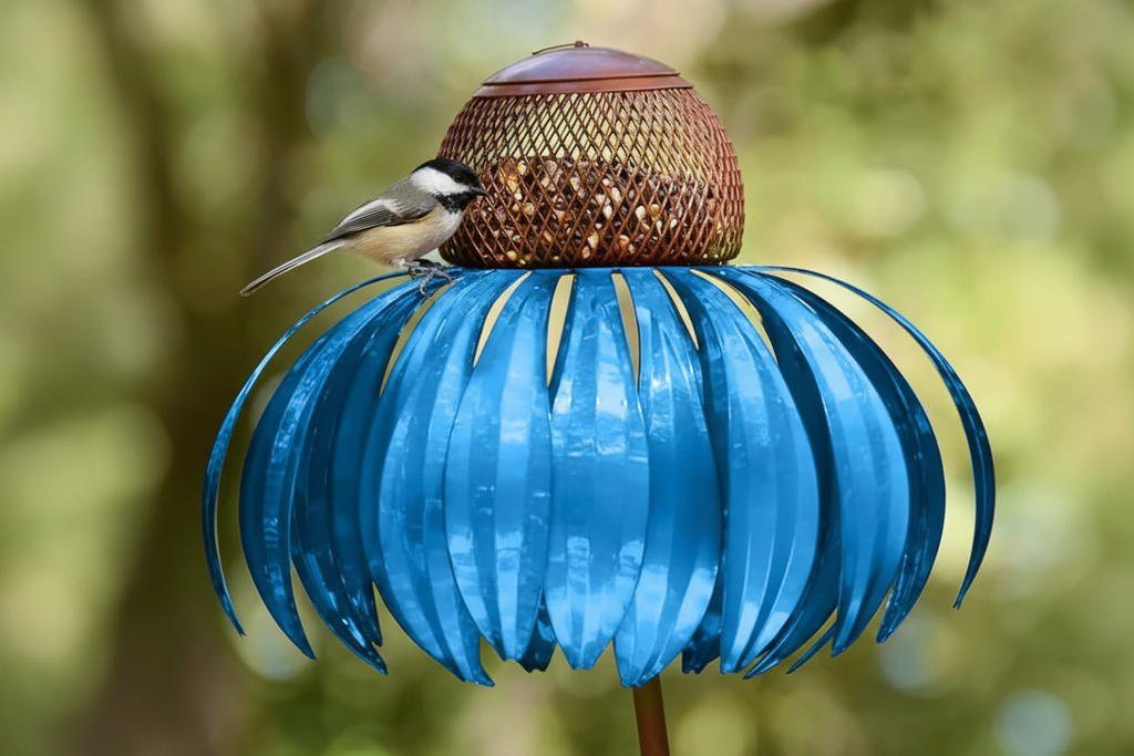 Metal Bird Feeder for Garden – Decorative Flower Stake | 3 Colours