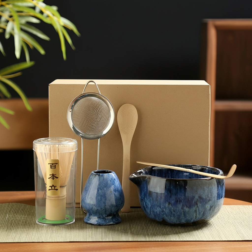 Blue matcha set lifestyle